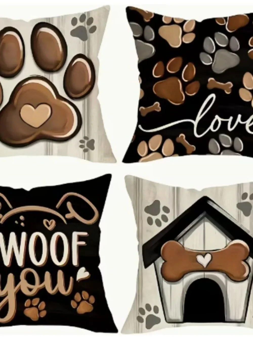 Set of 4 Large Paw/Pet Pillow Cases